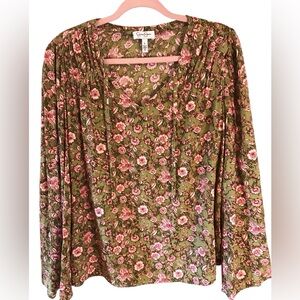 NWOT Jessica Simpson Leslie Boho Botanical Floral Woven Top Women's SZ L